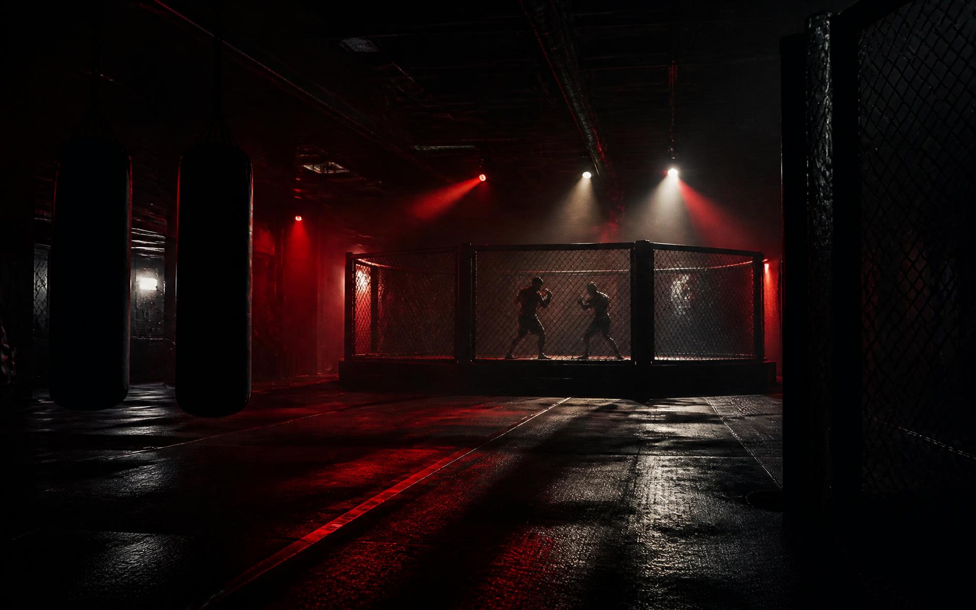 Клітка та мішки в зоні єдиноборств KLAN GYM